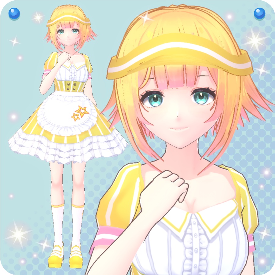 【VRoid用ドレスセット】アメリカンダイナーウェイトレス衣装4色(Diner Waitress Costume 4 colors)