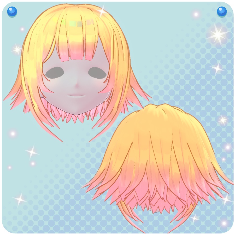【VRoid用ヘアプリセット】毛先カラー外はねショートヘア(Tip Color Outside Splash Short Hair)
