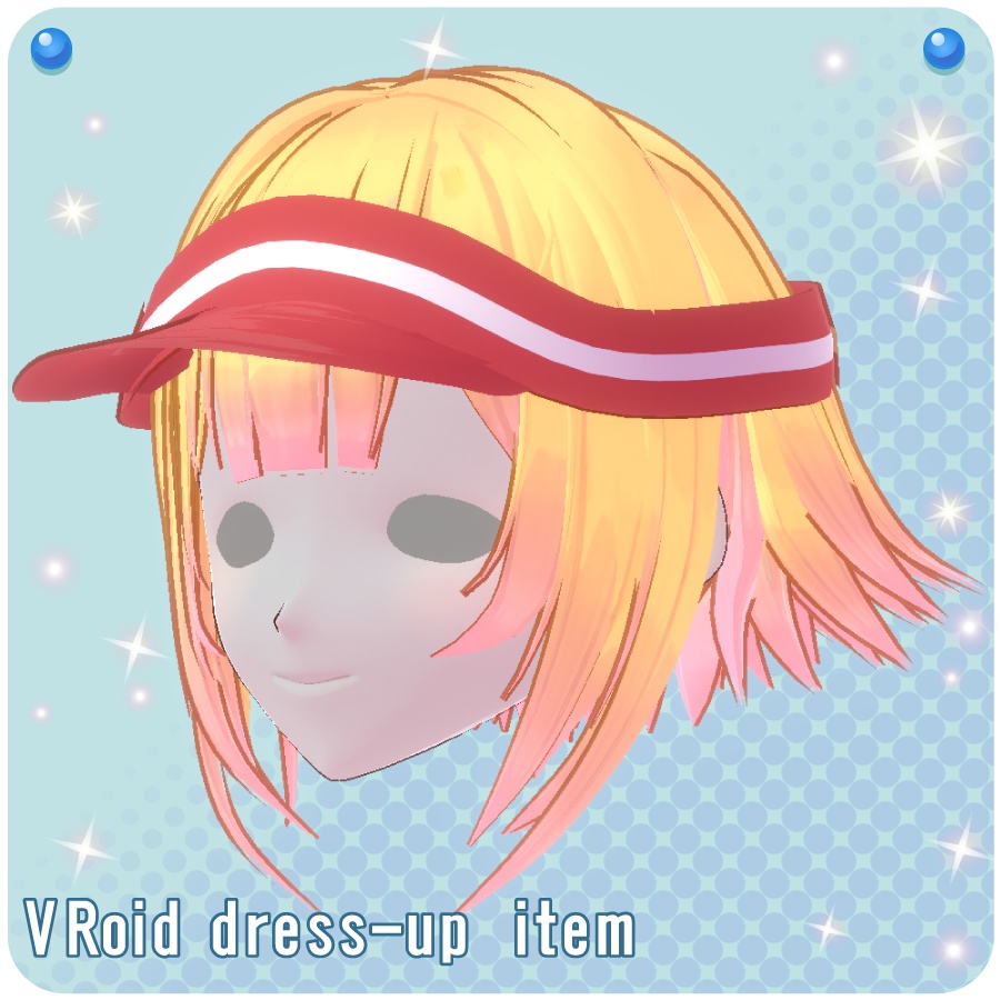 【VRoid用ヘアプリセット】サンバイザー付き毛先カラー外はねショートヘア4色(Tip-colored outside-split short hair with sun visor)