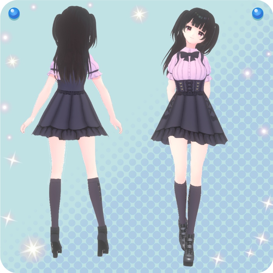 【VRoid用ヘアプリセット】ハーフアップツインテール(half up twin tail)