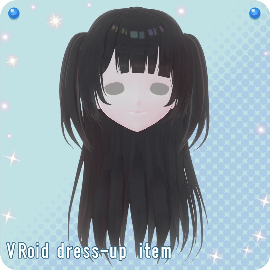 【VRoid用ヘアプリセット】ハーフアップツインテール(half up twin tail)
