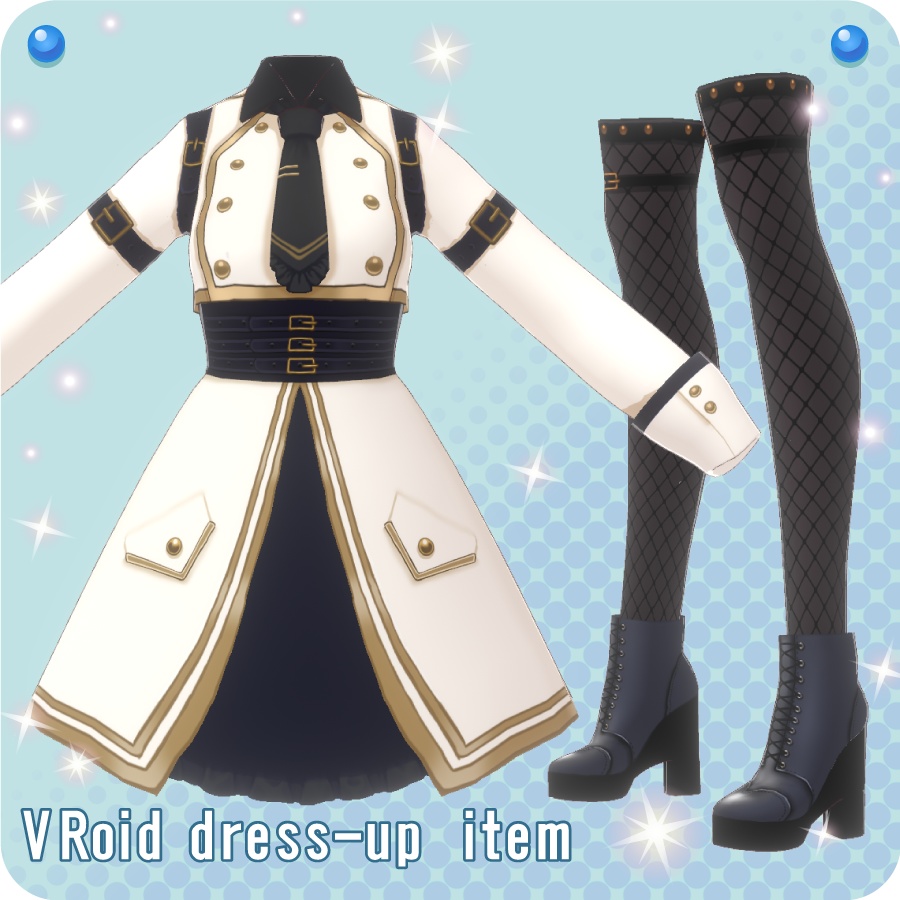 【VRoid用ドレスセット】ミリタリーワンピース2_5色(Militarydressclothes2 5 colors)