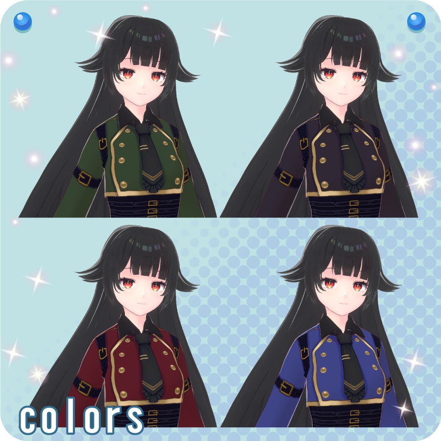 【VRoid用ドレスセット】ミリタリーワンピース2_5色(Militarydressclothes2 5 colors)