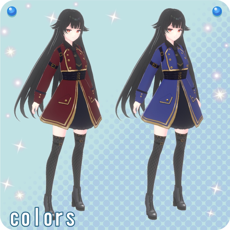 【VRoid用ドレスセット】ミリタリーワンピース2_5色(Militarydressclothes2 5 colors)