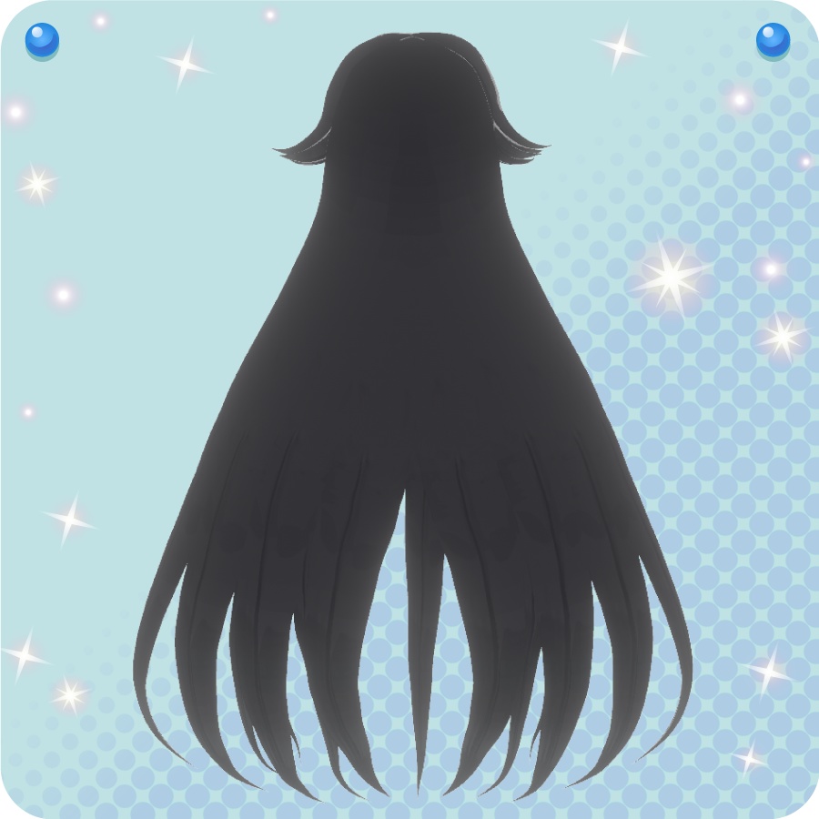 【VRoid用ヘアプリセット】外はねロングヘア(long hair with an outside hairdo)