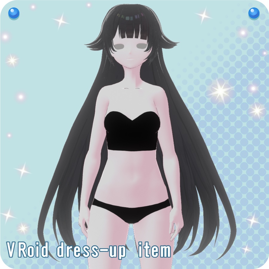 【VRoid用ヘアプリセット】外はねロングヘア(long hair with an outside hairdo)