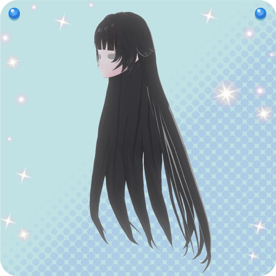 【VRoid用ヘアプリセット】外はねロングヘア(long hair with an outside hairdo)