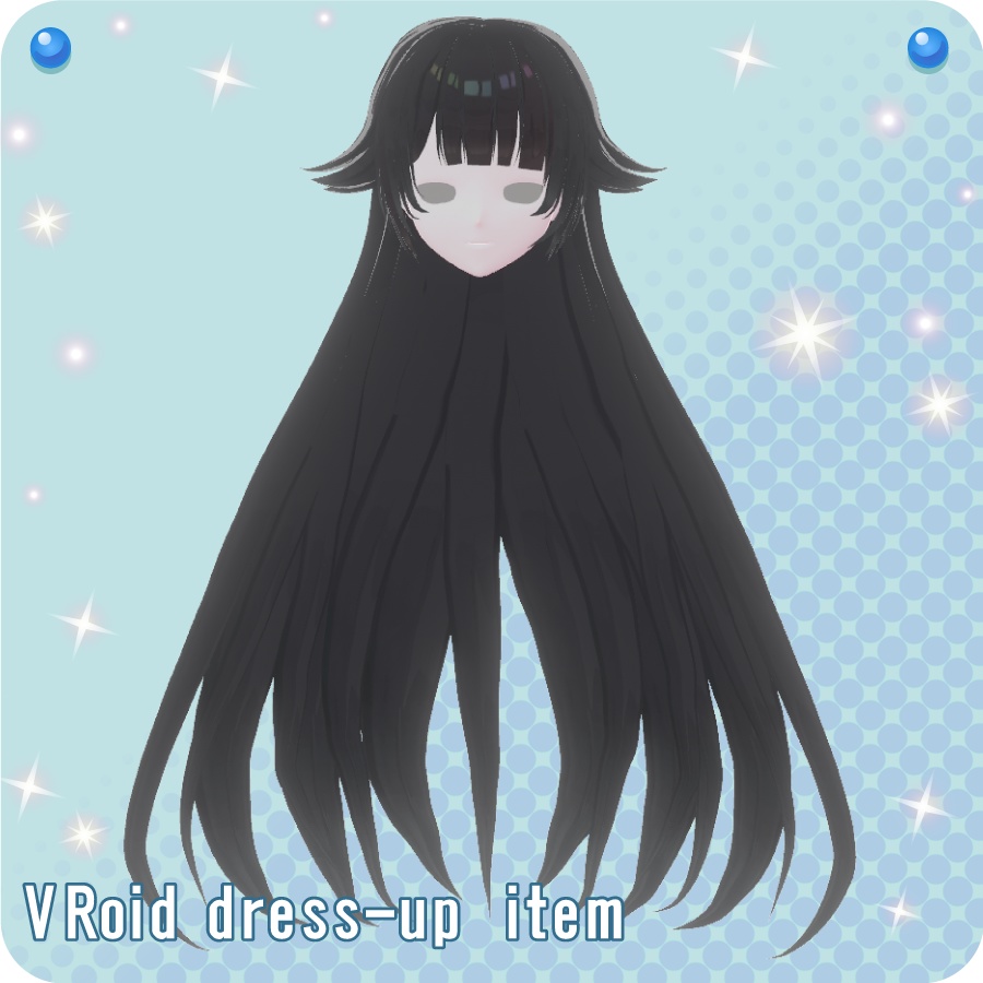 【VRoid用ヘアプリセット】外はねロングヘア(long hair with an outside hairdo)