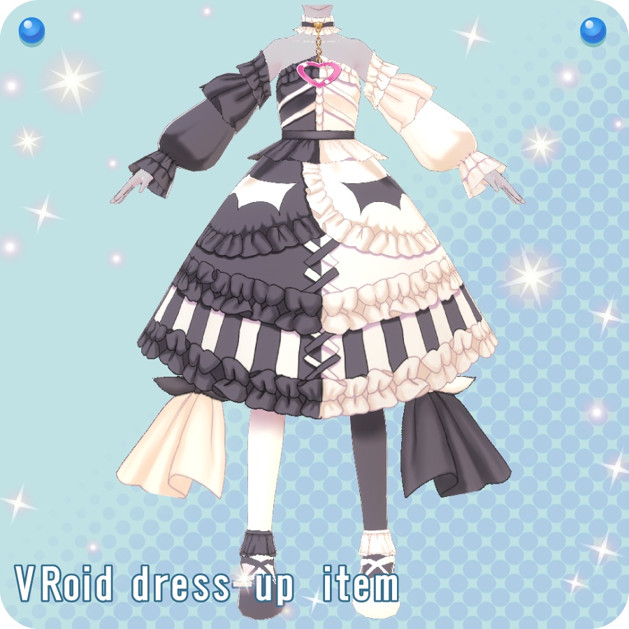 【VRoid用ドレスセット】白黒小悪魔ドレスDevil Dress