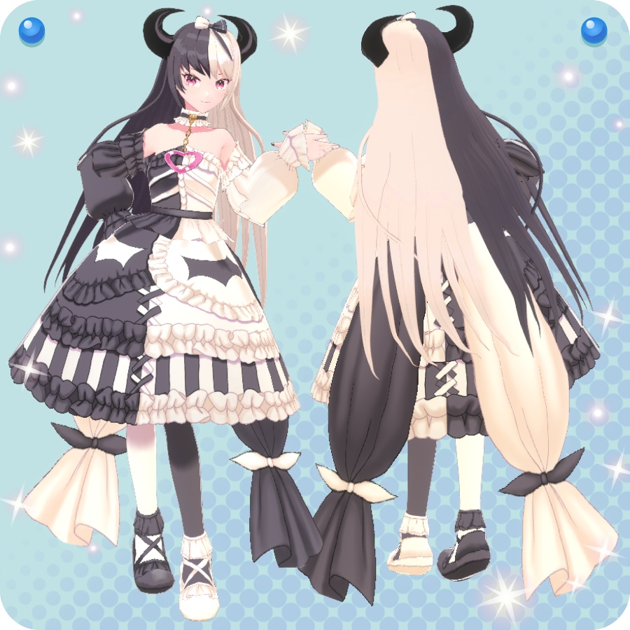 【VRoid用ドレスセット】白黒小悪魔ドレスDevil Dress