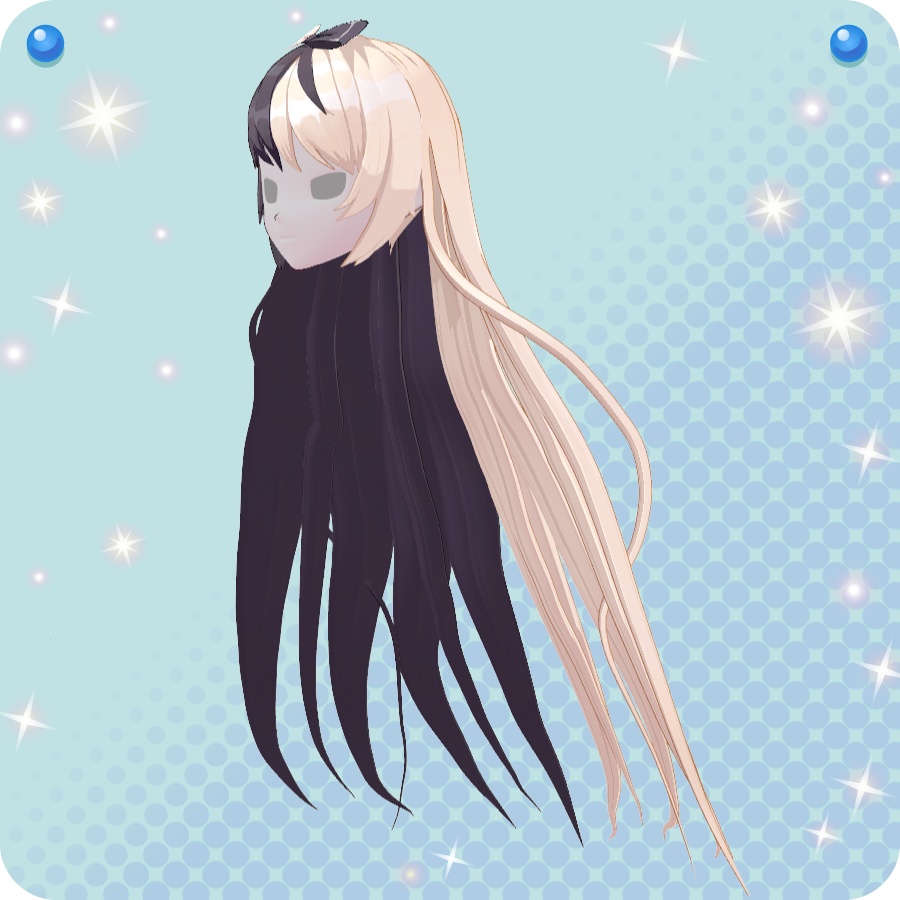 【VRoid用ヘアプリセット】白黒ロングヘア longhair with