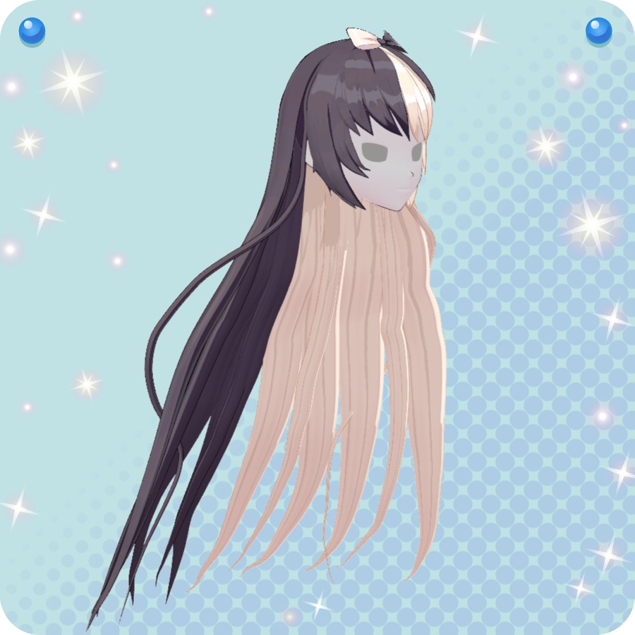 【VRoid用ヘアプリセット】白黒ロングヘア longhair with