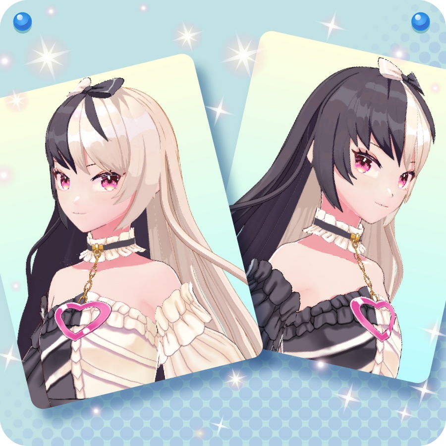 【VRoid用ヘアプリセット】白黒ロングヘア longhair with