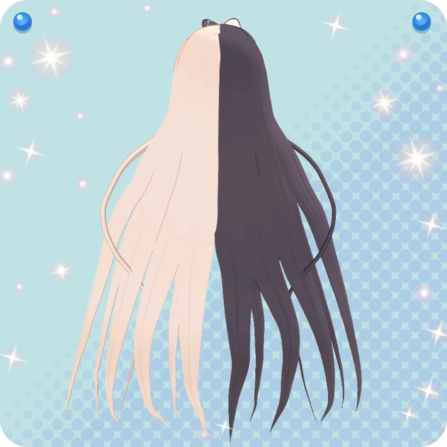 【VRoid用ヘアプリセット】白黒ロングヘア longhair with