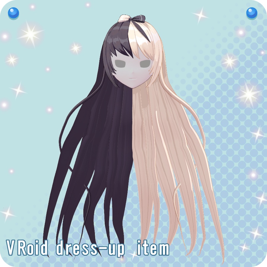 【VRoid用ヘアプリセット】白黒ロングヘア longhair with