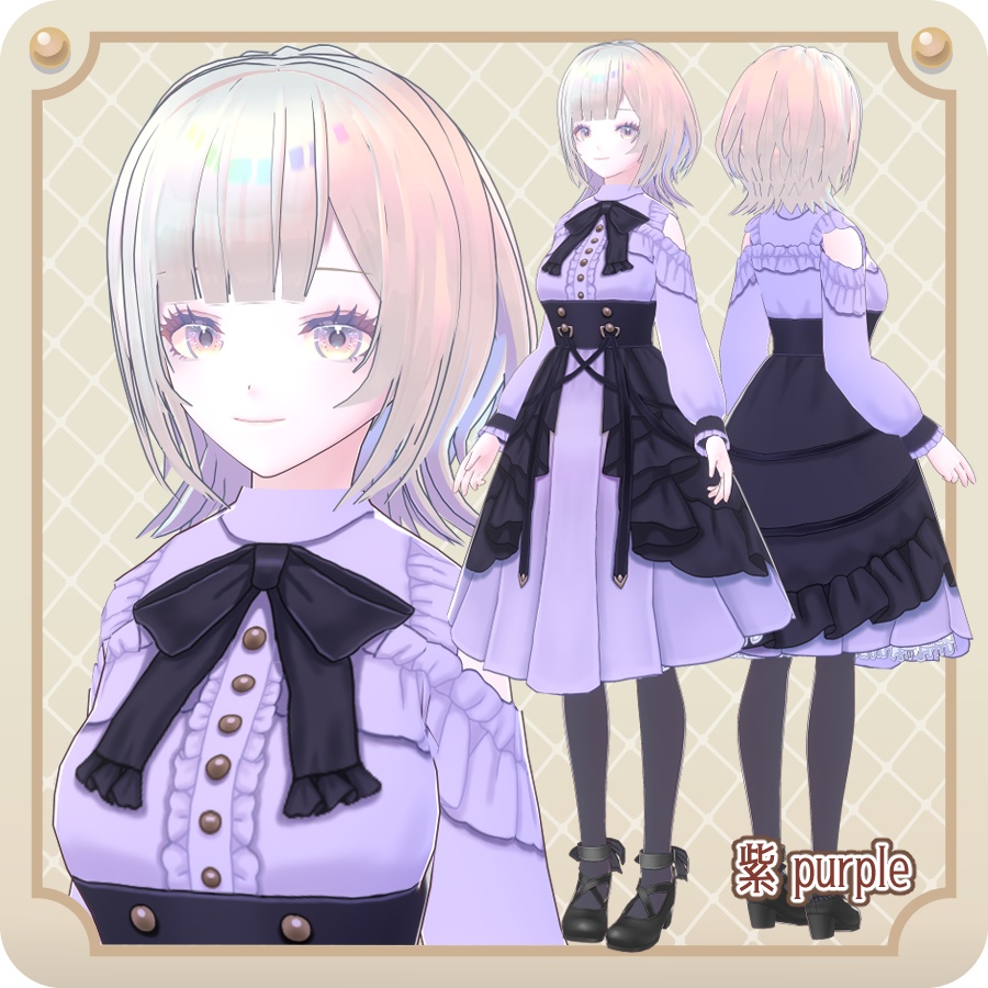 【VroidVRM】ゴシック少女ミルエッタ6色Gothic Girl Miluetta 6 colors