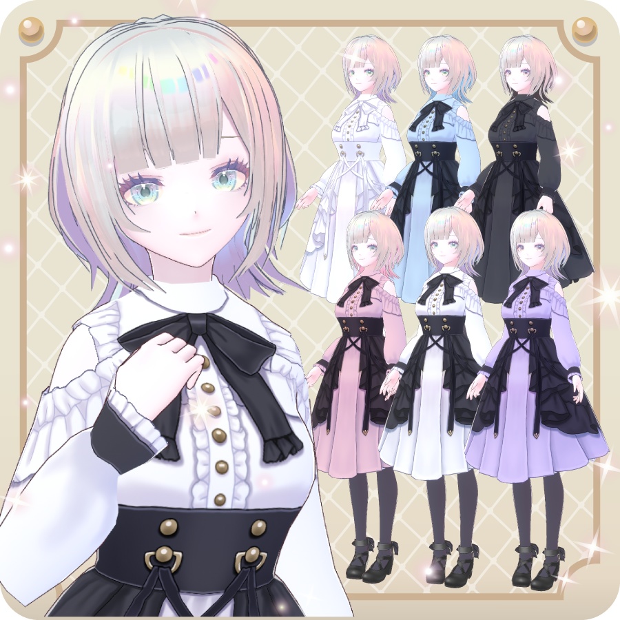 【VroidVRM】ゴシック少女ミルエッタ6色Gothic Girl Miluetta 6 colors