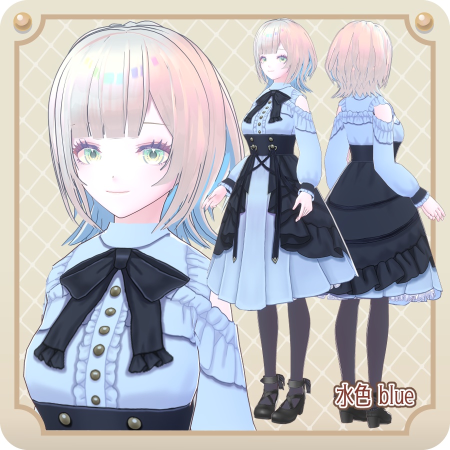 【VroidVRM】ゴシック少女ミルエッタ6色Gothic Girl Miluetta 6 colors