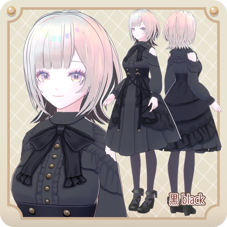 【VroidVRM】ゴシック少女ミルエッタ6色Gothic Girl Miluetta 6 colors