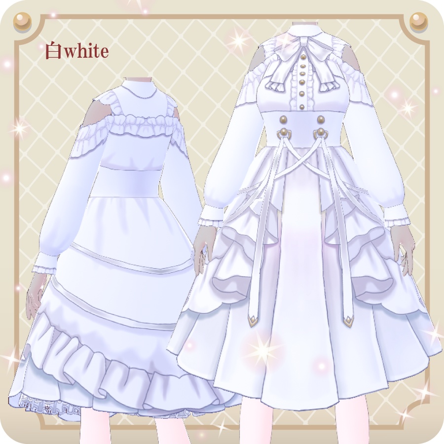 【VRoid用ドレスセット】クラシカルゴシックワンピース6色Classical Gothic 6 colors Dress