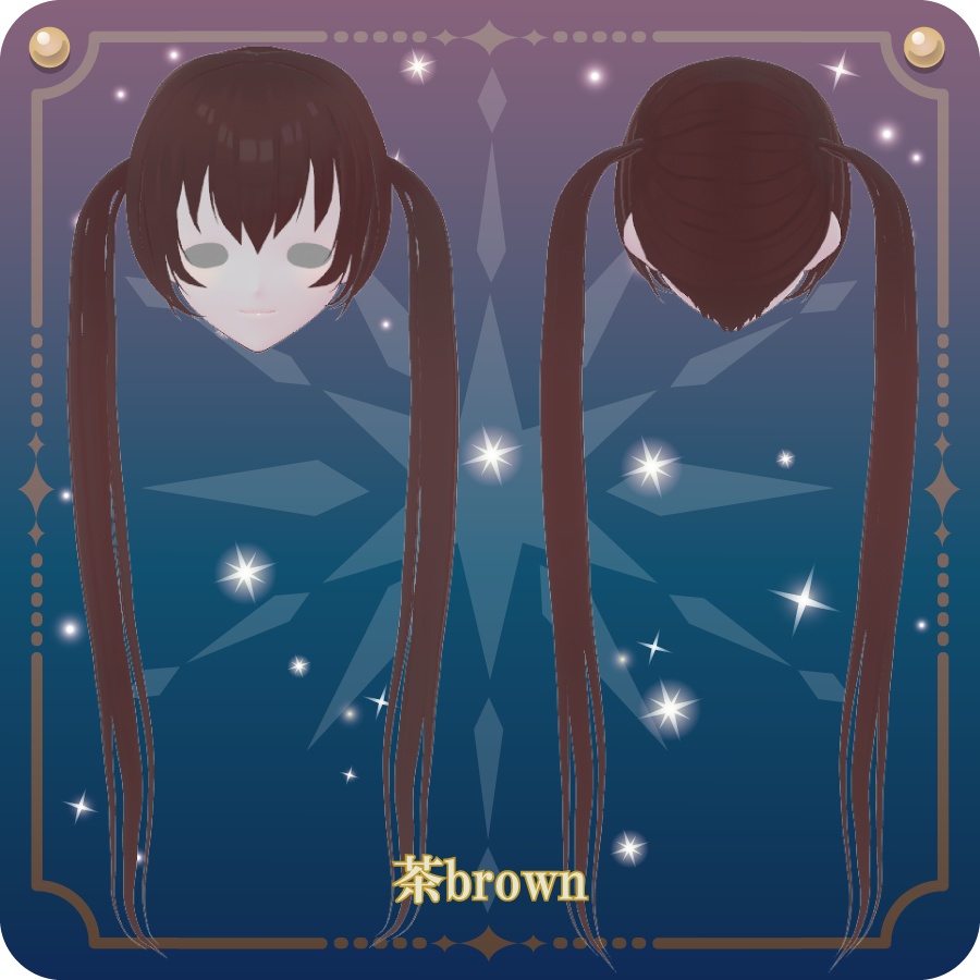 【VRoid用ヘアプリセット】ストレートツインテール6色Straight twin tail 6 colors