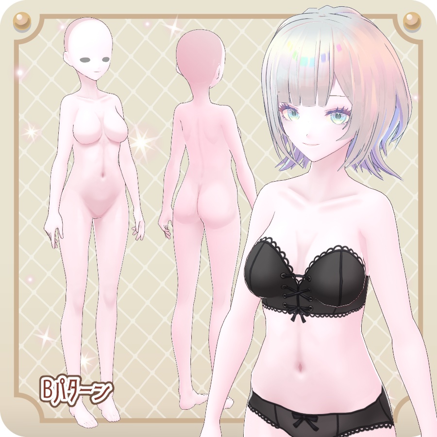 【vroid肌テクスチャ】らくらく調整可能やわ肌(インナー付き)Easy-adjust soft-skin inner layer included