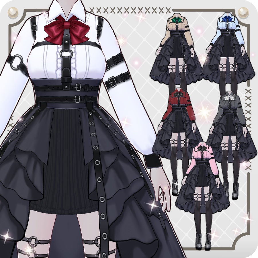 【VRoid Dress Set】ベルトドレス6色Belt Dress in 6 Colors