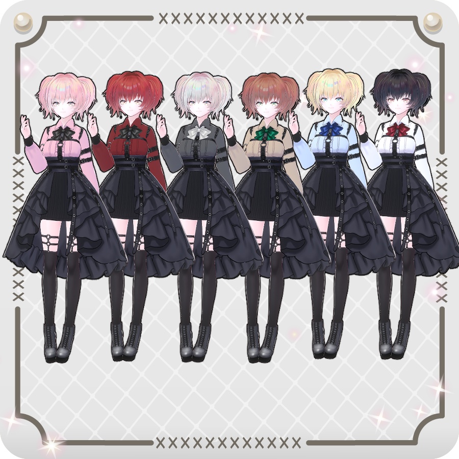 【VRoid Dress Set】ベルトドレス6色Belt Dress in 6 Colors