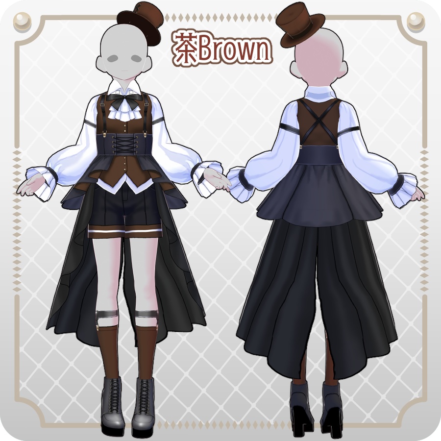 【VRoid Dress Set】皇子系ロリィタベストパンツ12色Prince-Style Lolita Vest Pants in 12 Colors