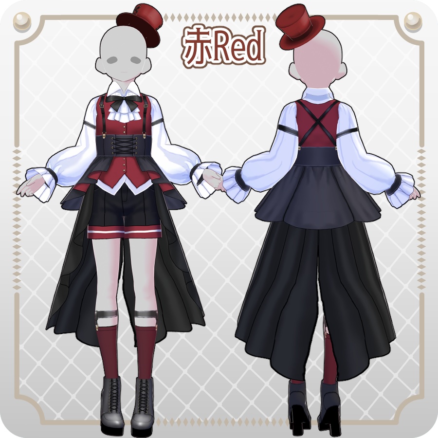 【VRoid Dress Set】皇子系ロリィタベストパンツ12色Prince-Style Lolita Vest Pants in 12 Colors