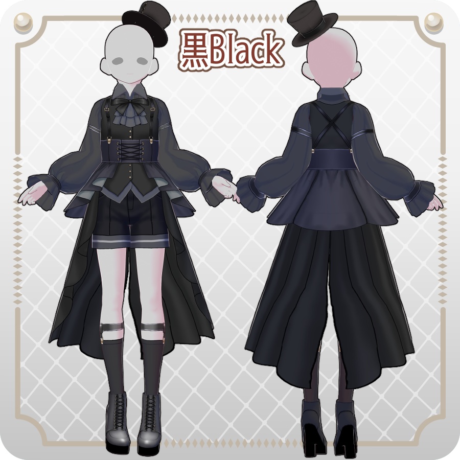 【VRoid Dress Set】皇子系ロリィタベストパンツ12色Prince-Style Lolita Vest Pants in 12 Colors