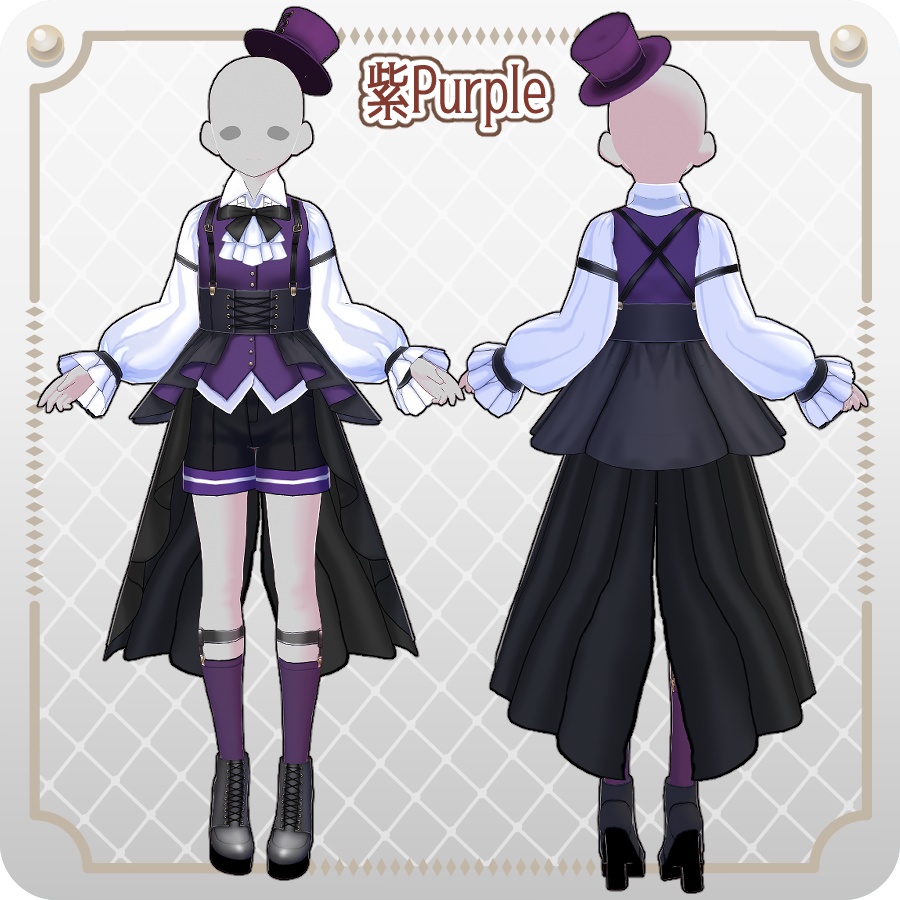 【VRoid Dress Set】皇子系ロリィタベストパンツ12色Prince-Style Lolita Vest Pants in 12 Colors
