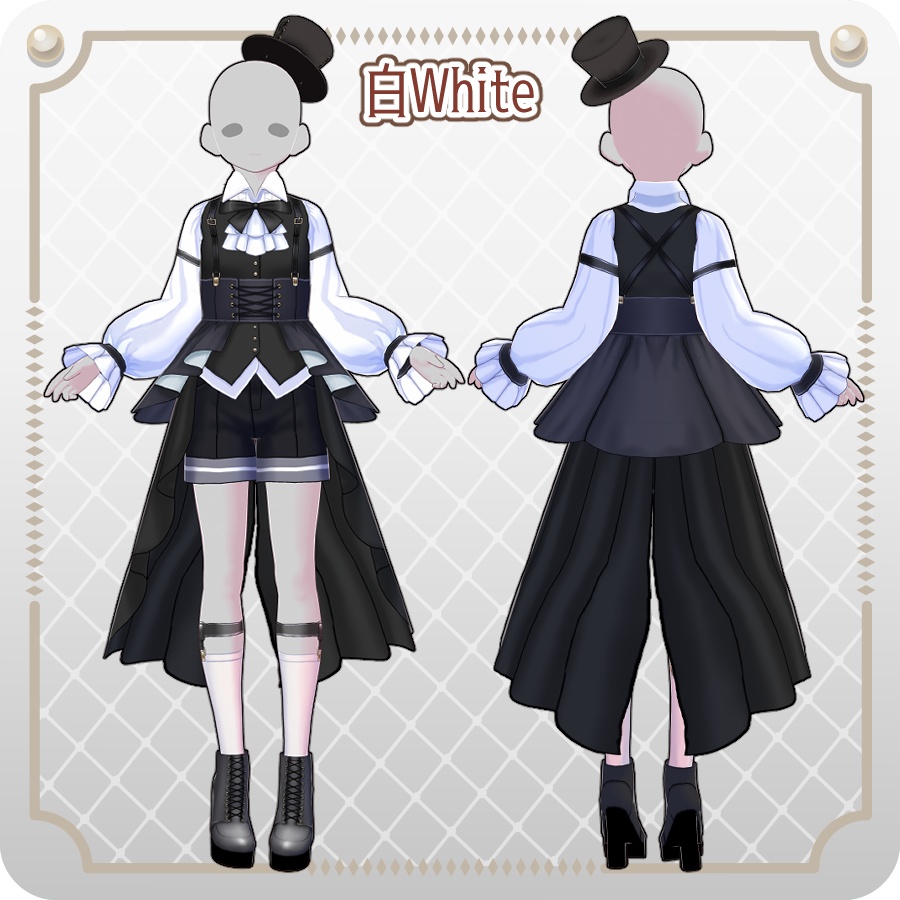 【VRoid Dress Set】皇子系ロリィタベストパンツ12色Prince-Style Lolita Vest Pants in 12 Colors