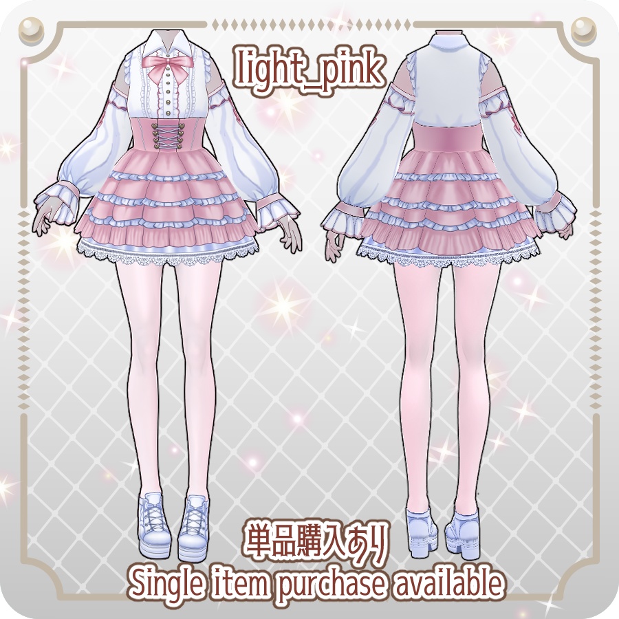 【VRoid Dress Set】地雷系フリルコーデ18色Landmine-Style Frill Outfit in 18 Colors