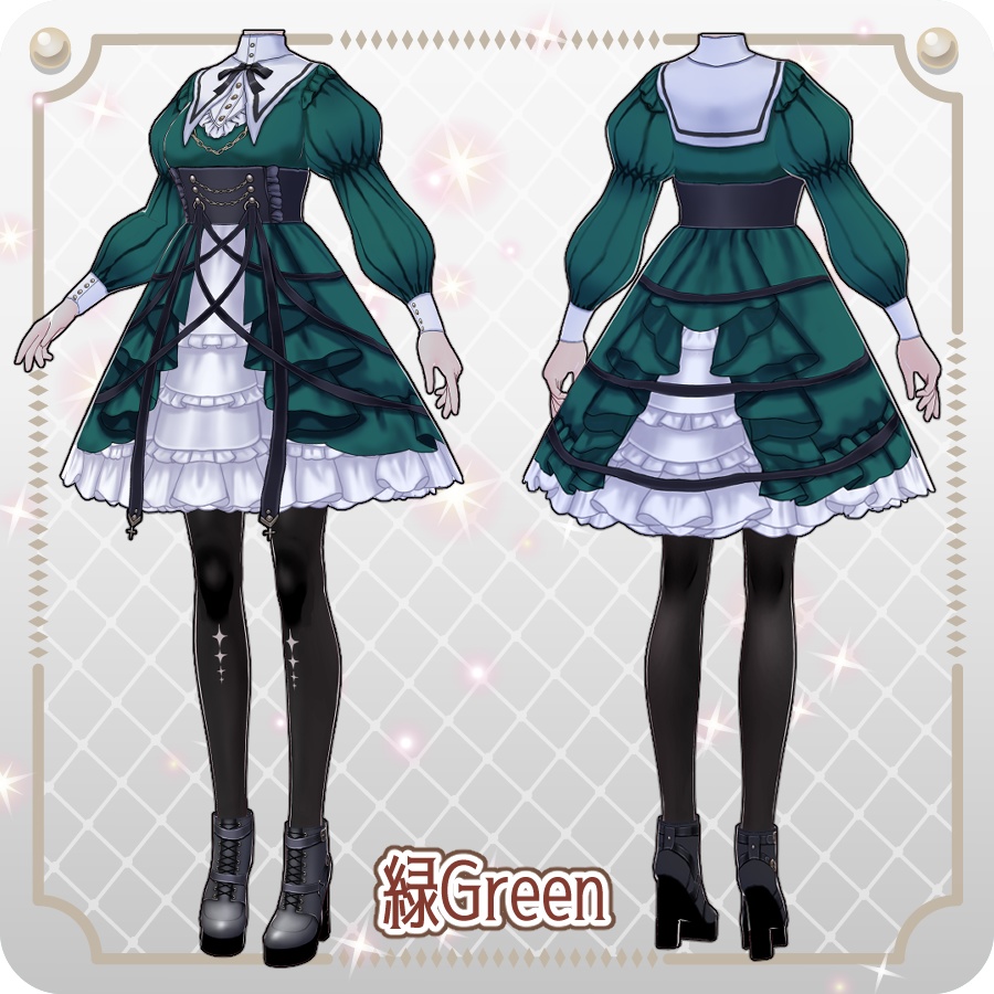 【VRoid Dress Set】クロスゴシックロリィタ6色Cross Gothic Lolita 6 Colors