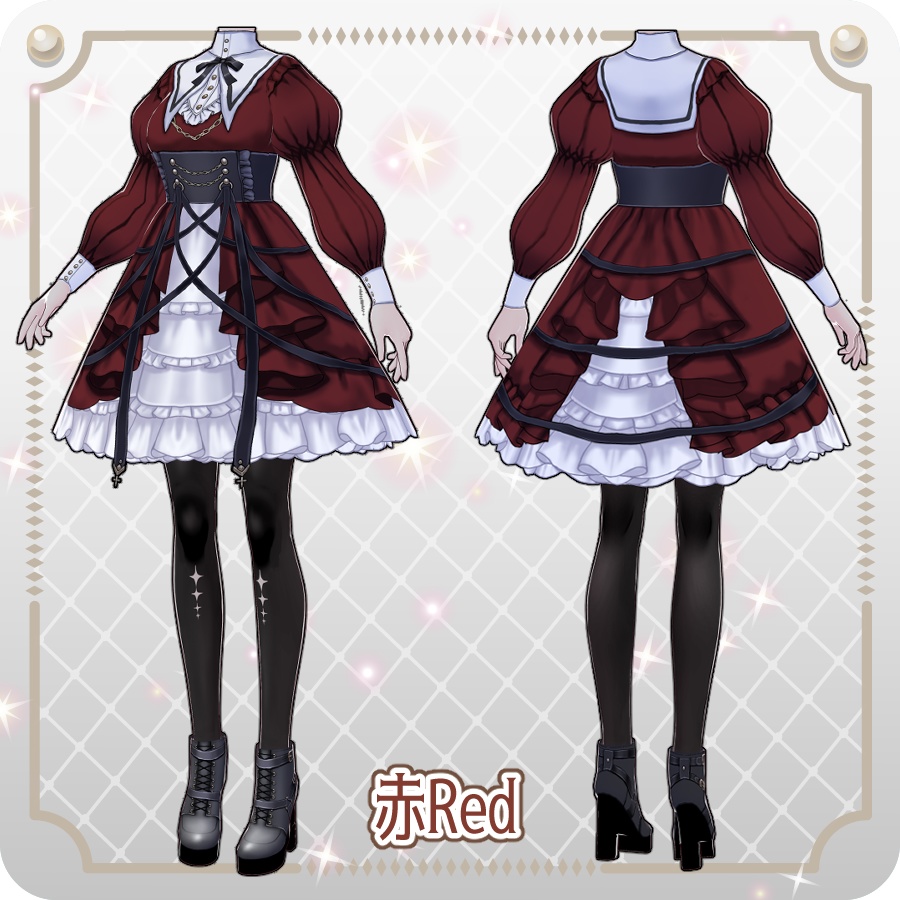 【VRoid Dress Set】クロスゴシックロリィタ6色Cross Gothic Lolita 6 Colors