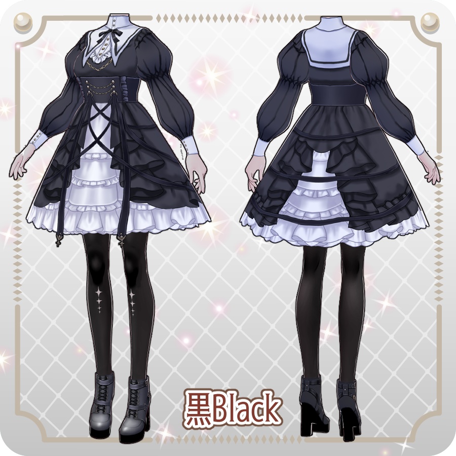 【VRoid Dress Set】クロスゴシックロリィタ6色Cross Gothic Lolita 6 Colors