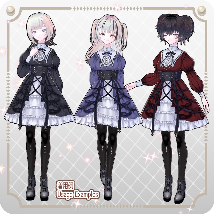 【VRoid Dress Set】クロスゴシックロリィタ6色Cross Gothic Lolita 6 Colors