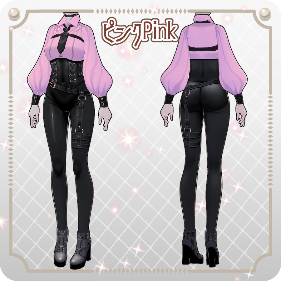 【VRoid Dress Set】ゴシックミリタリーコルセットパンツ6色Gothic Military Corset Pants in 6 Colors