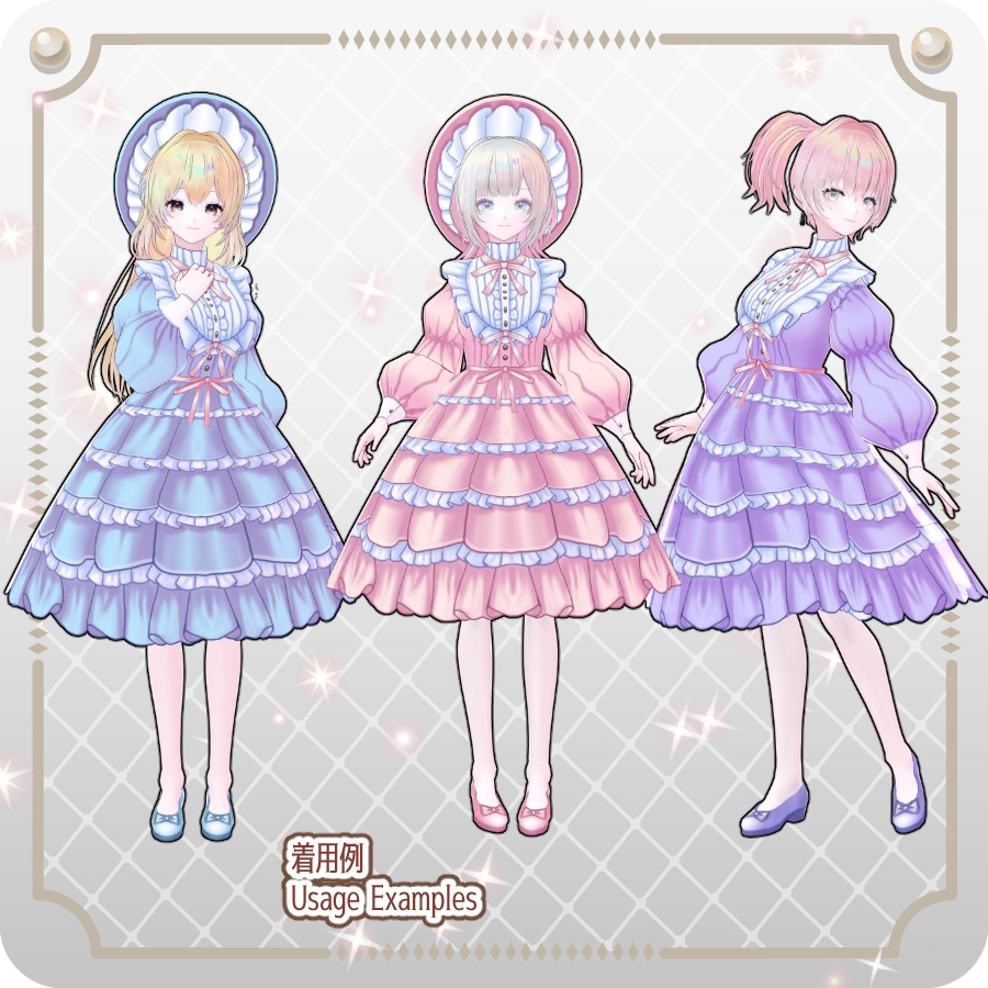 【VRoid Dress Set】ドールドレス ライトカラー8色Doll Dress Light Colors 8 Colors