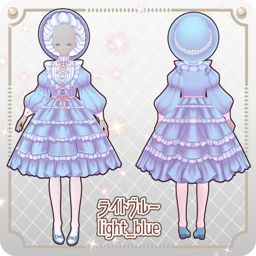 【VRoid Dress Set】ドールドレス ライトカラー8色Doll Dress Light Colors 8 Colors
