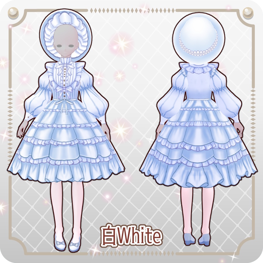 【VRoid Dress Set】ドールドレス ライトカラー8色Doll Dress Light Colors 8 Colors