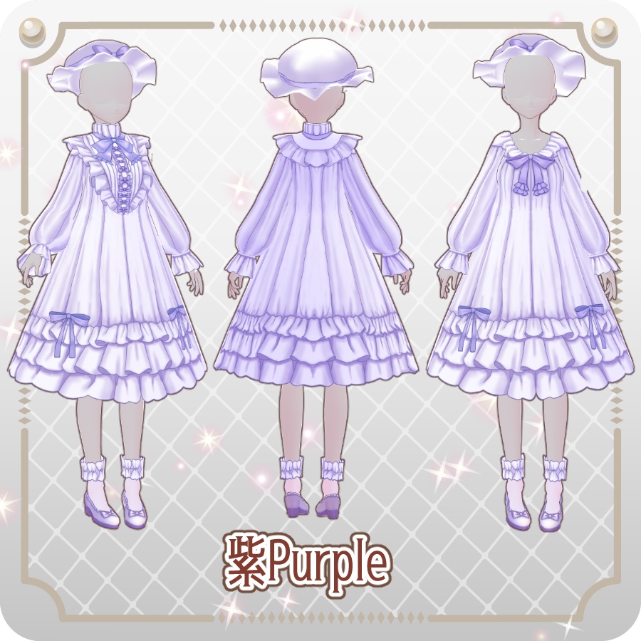 【VRoid Dress Set】フリルネグリジェ6色Frill Negligee in 6 Colors