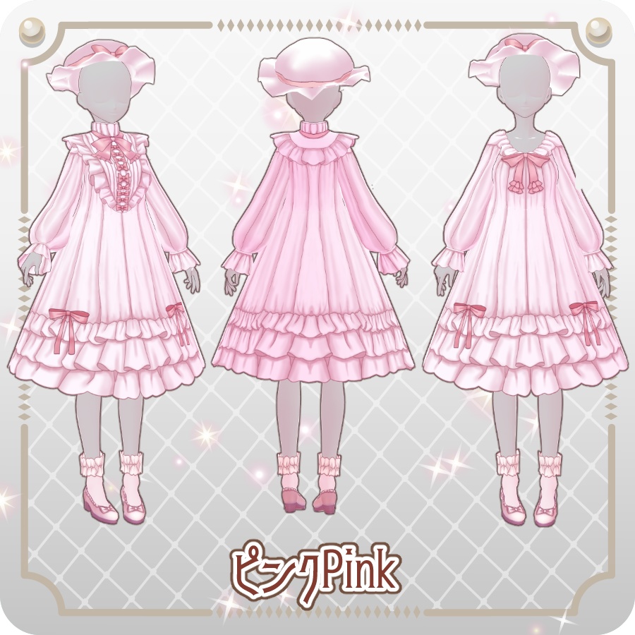 【VRoid Dress Set】フリルネグリジェ6色Frill Negligee in 6 Colors