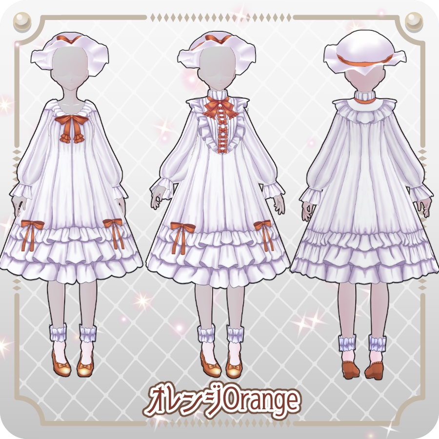 【VRoid Dress Set】フリルネグリジェ ゴシックカラー6色Frill Negligee Gothic Collar 6 Colors
