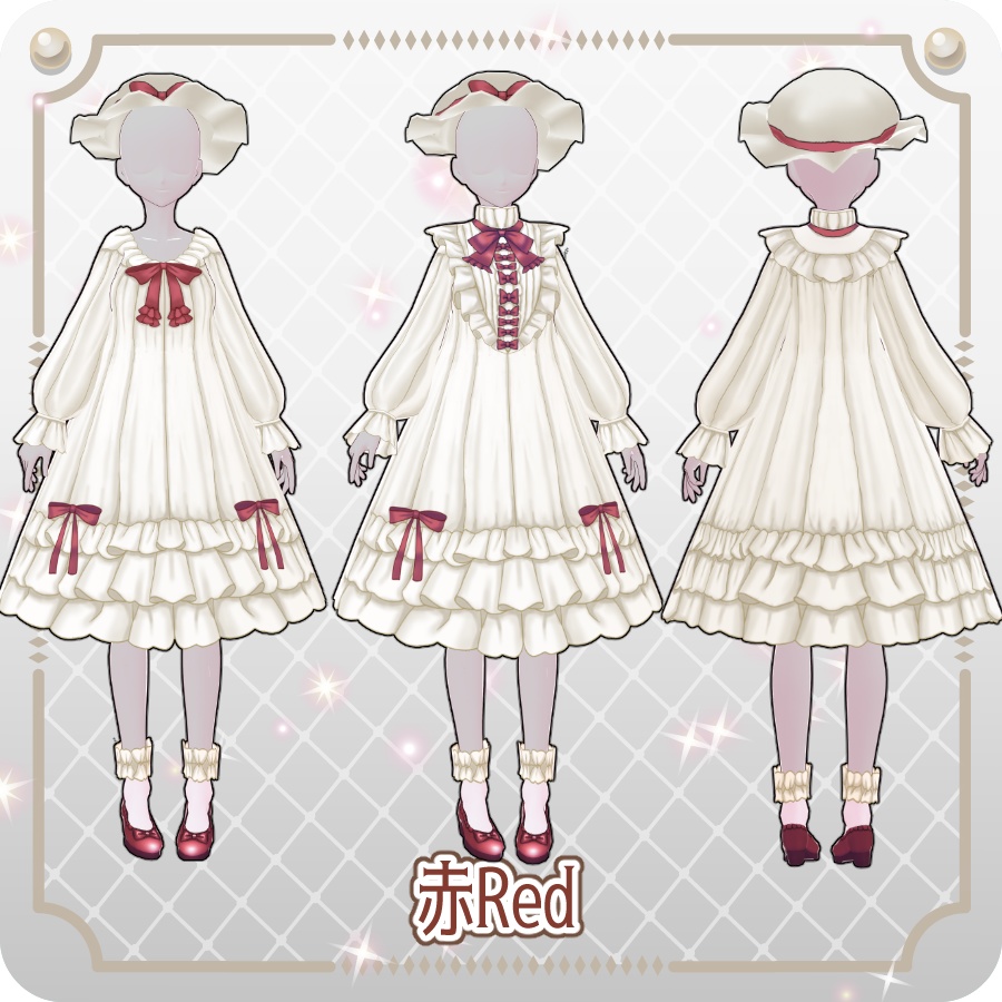 【VRoid Dress Set】フリルネグリジェ ゴシックカラー6色Frill Negligee Gothic Collar 6 Colors