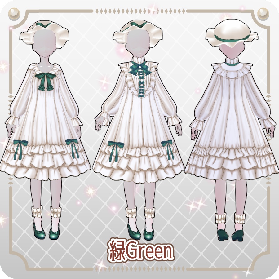 【VRoid Dress Set】フリルネグリジェ ゴシックカラー6色Frill Negligee Gothic Collar 6 Colors