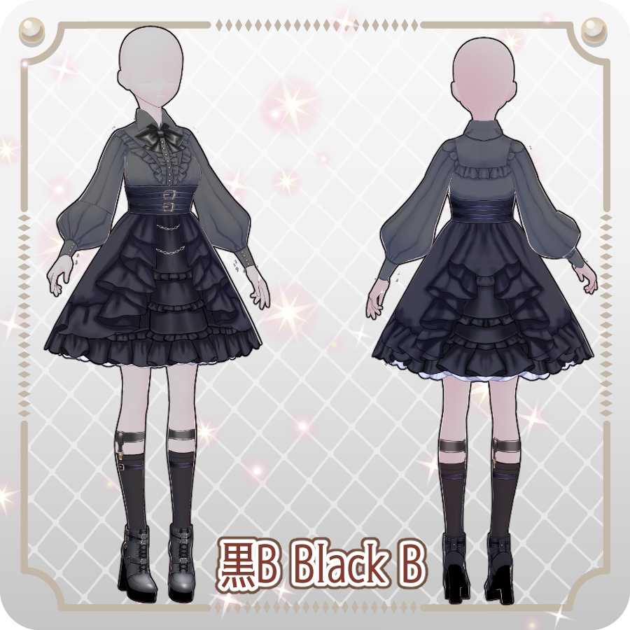 【VRoid Dress Set】フリルゴシックロリィタ12色Frill Gothic Lolita 12 Colors