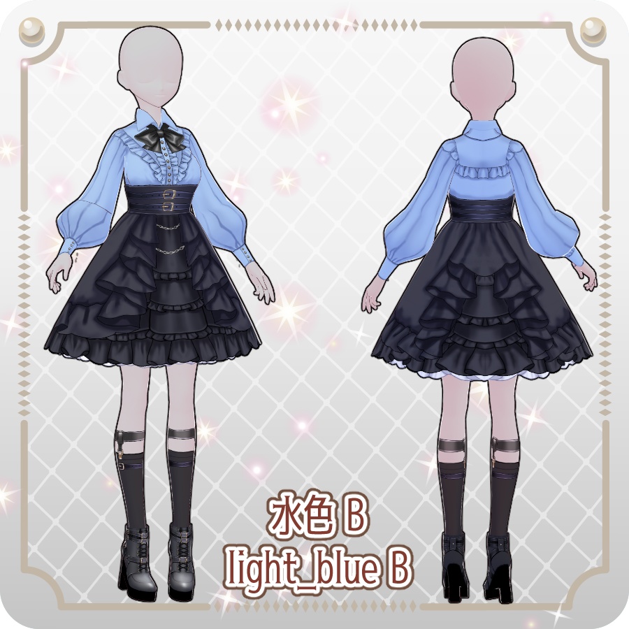 【VRoid Dress Set】フリルゴシックロリィタ12色Frill Gothic Lolita 12 Colors