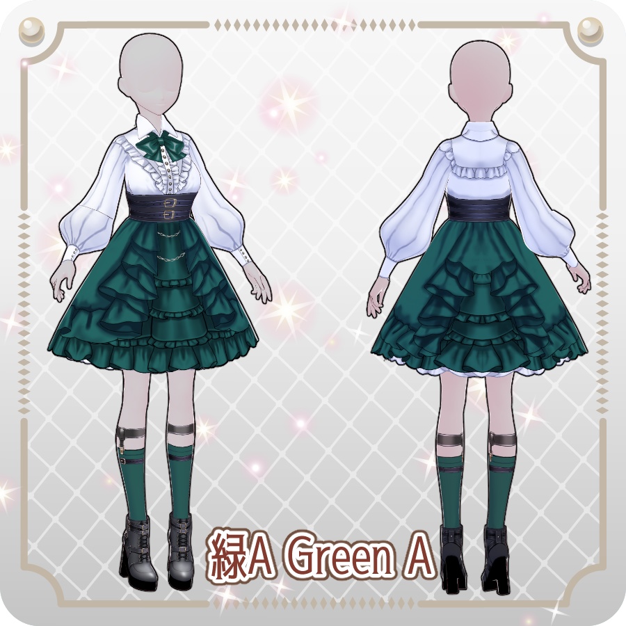 【VRoid Dress Set】フリルゴシックロリィタ12色Frill Gothic Lolita 12 Colors